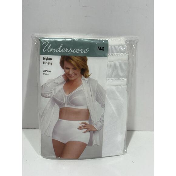 Underscore 3 Pack Womens Nylon Briefs Panties White Color JCPenney Sz M/6 New - Picture 1 of 6